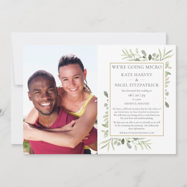 Convites Micro Vegetação Fotografia Casamento Reduzida (Frente)