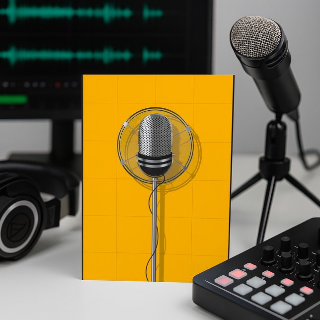 Convites Microfone Retrô em Amarelo Ousado (Criador carregado)