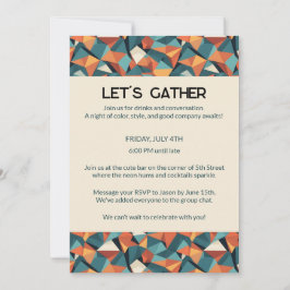 Convites Mid-Century Geometric Teal & Orange | Custom