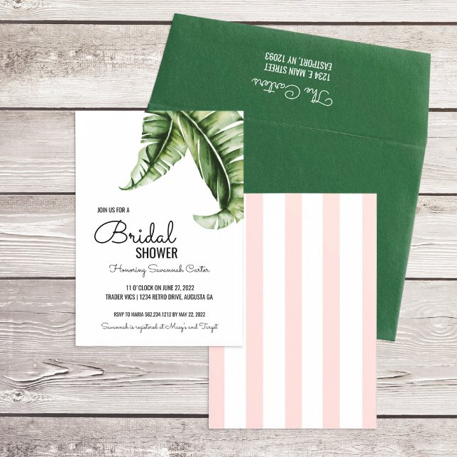 Convites Midcentury Modern Banana Leaf Bridal Shower Invita (Criador carregado)