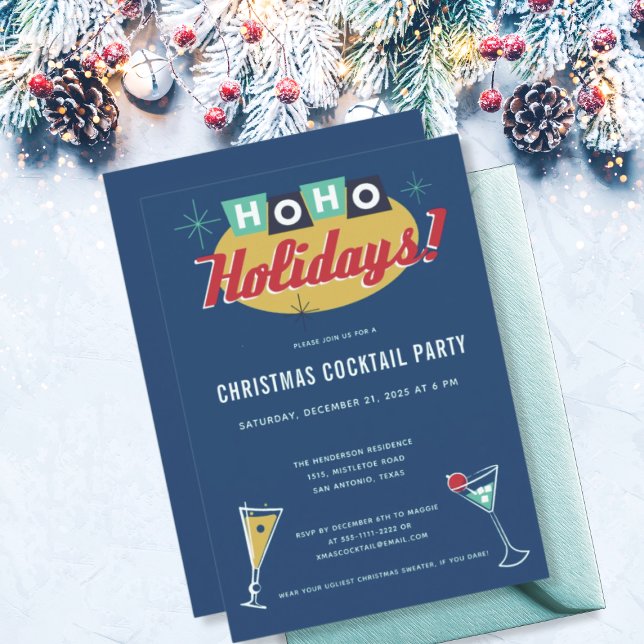 Convites Midcentury Modern Christmas Cocktail Party (Criador carregado)