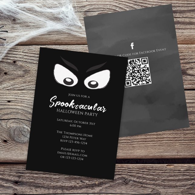 Convites Mídia Social Código QR Fantasmagórico de Halloween (Criador carregado)