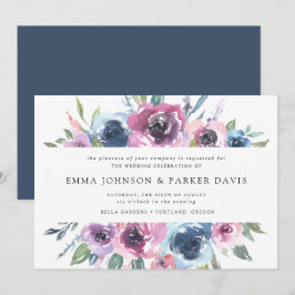 Convites Midnight Blooms | Casamento Floral Roxo e Azul