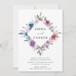 Convites Midnight Blooms | Casamento Floral Roxo e Azul