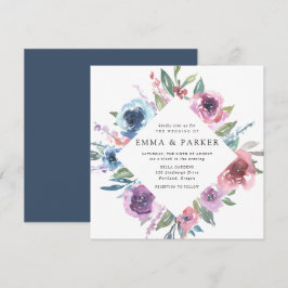 Convites Midnight Blooms | Casamento Floral Roxo e Azul
