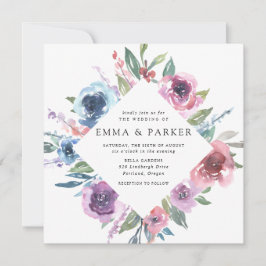 Convites Midnight Blooms | Casamento Floral Roxo e Azul