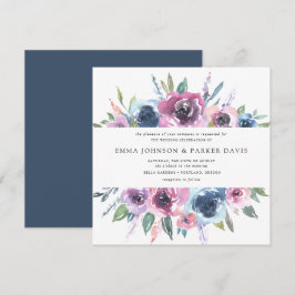 Convites Midnight Blooms | Casamento Floral Roxo e Azul
