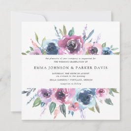 Convites Midnight Blooms | Casamento Floral Roxo e Azul