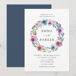Convites Midnight Blooms | Casamento Floral Roxo e Azul