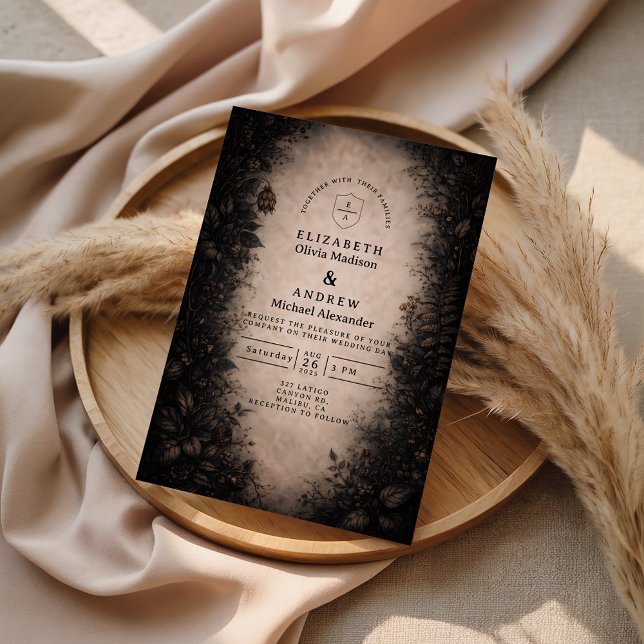 Convites Midnight Botanical Gothic Wedding (Criador carregado)