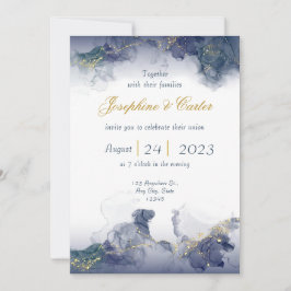 Convites Midnight Ink & Gold Wedding Invitation