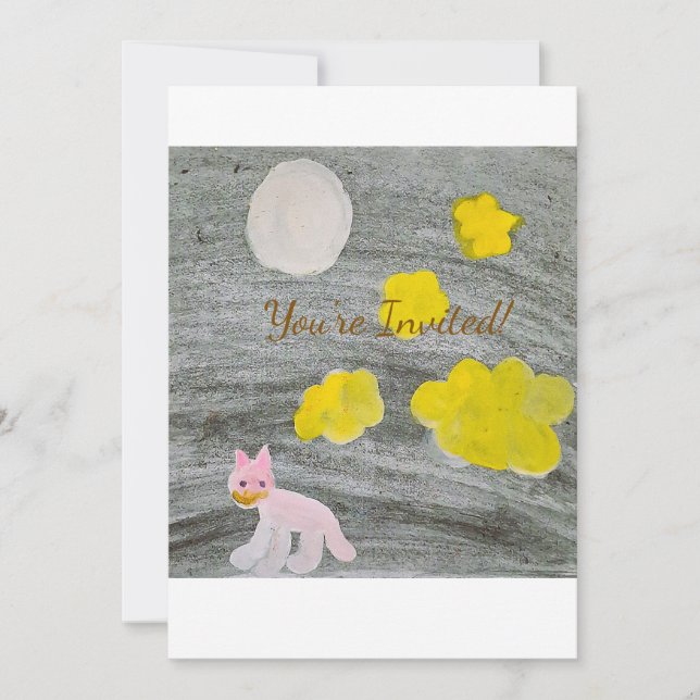 Convites Midnight Kitty Adventure_Invitation Card (Frente)