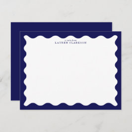 Convites Midnight Navy Wavy Frame Note Card