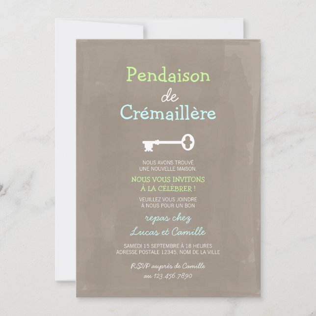 Convites Mignon Pendaison de Crémaillère (Frente)
