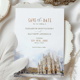 Convites Milão Destination Save the Date Duomo Watercolor
