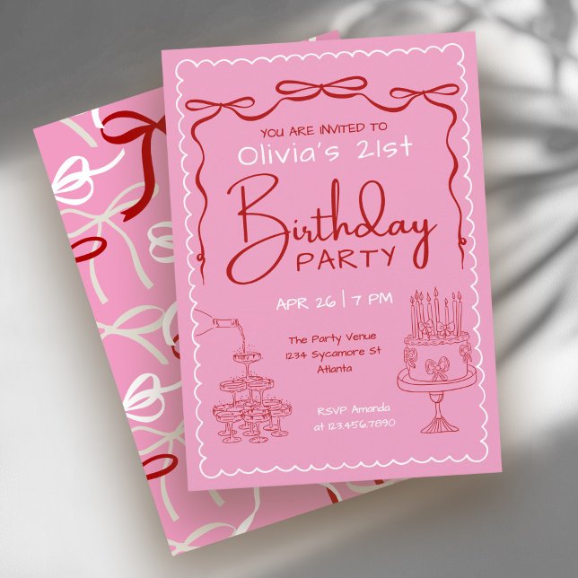 Convites Milestone Adult Birthday Party Whimsical 21st (Available in both printed and instant download digital formats.)