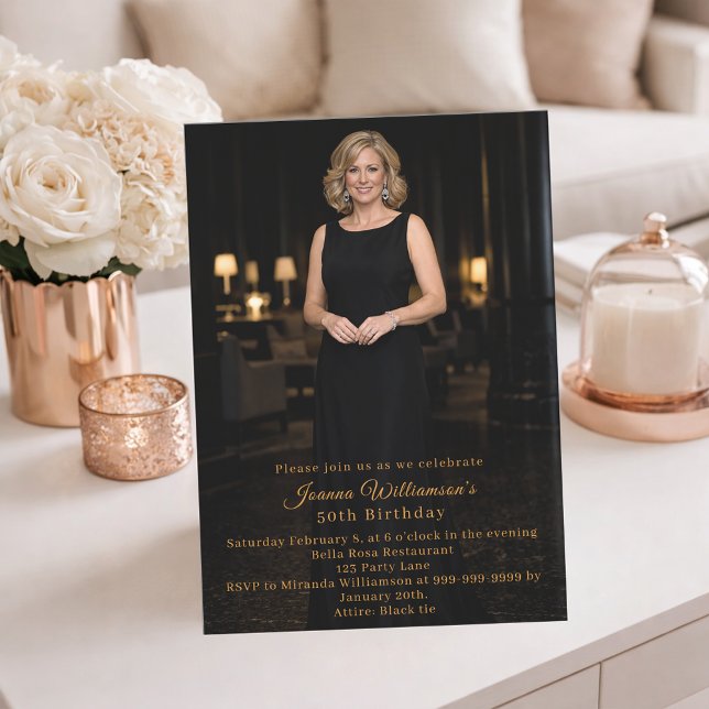 Convites Milestone birthday photo elegant (Criador carregado)