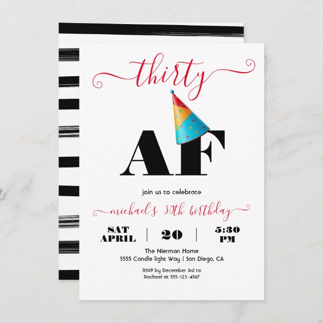 Convites Milestone Funny Old AF Festa de aniversário (Frente/Verso)