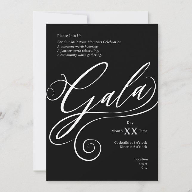 Convites Milestone Gala Invitation (Frente)