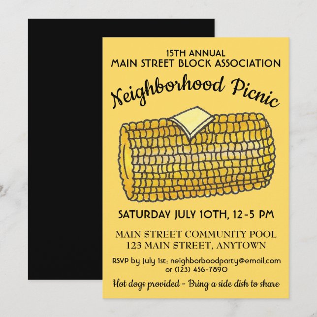 Convites Milho no Partido do Bloco de Cookout da Reunião do (Frente/Verso)