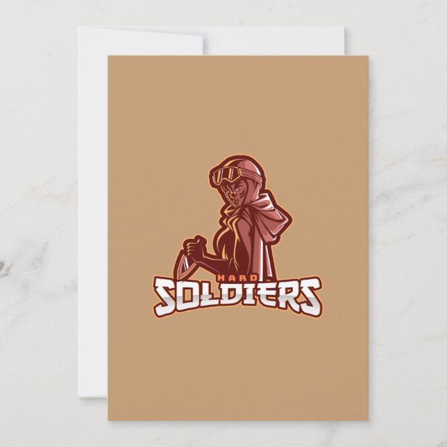 Convites Military Gaming Emblem | Heroic Warrior Logo (Frente)