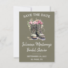 Convites Military Themed Save the Date, Boots, Floral, Army