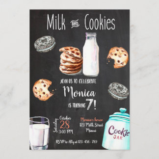 Convites Milk and Cookies Birthday Invitation