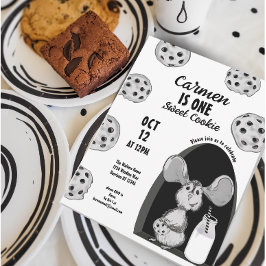 Convites Milk and Cookies Mouse Sweet First Birthday