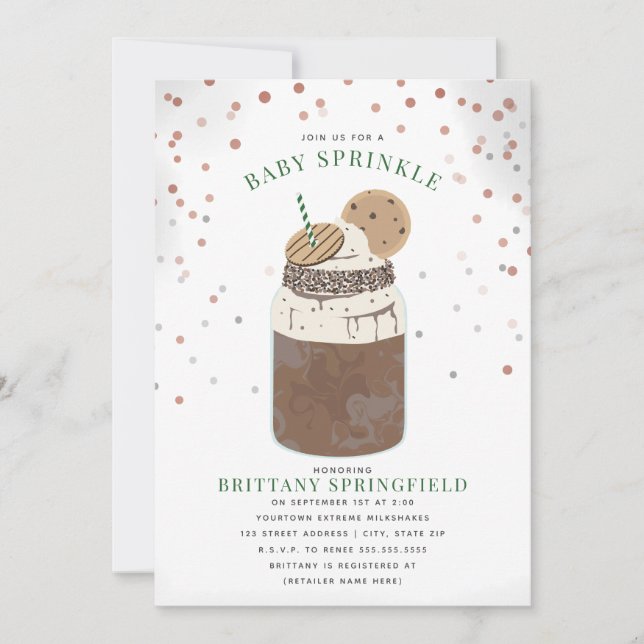 Convites Milkshake Baby Sprinkle de Chocolate Extreme (Frente)
