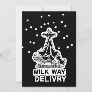 Convites Milky Way Delivery Funny Cow UFO Space Abduction