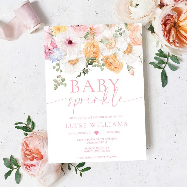 Convites Millie Floral Baby Sprinkle (Baby Sprinkle Invitation Millie )