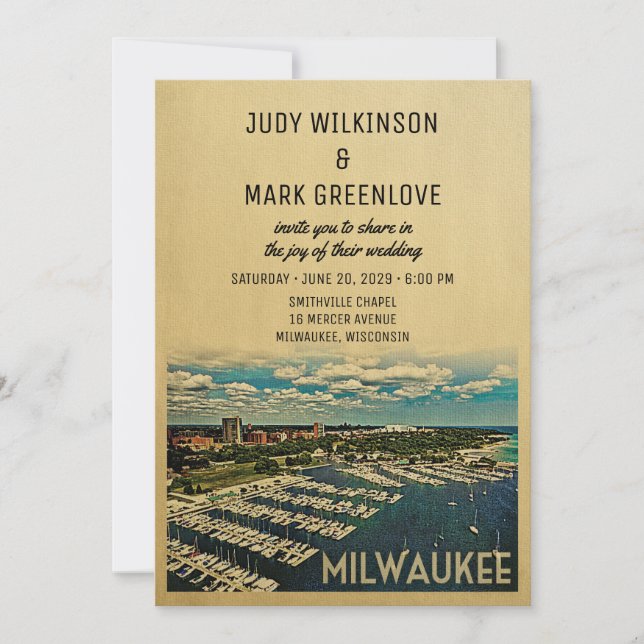 Convites Milwaukee Wedding Invitation Vintage Wisconsin (Frente)
