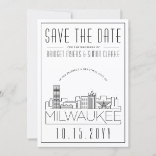 Convites Milwaukee Wedding Skyline Estilizado Salvar a Da