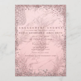 Convites Mimo de Engajamento de Abacaxi com Brilho em Rosa 