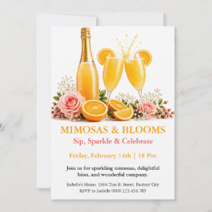 Convites Mimosas e Flores - Festa de Brunch com Champanhe