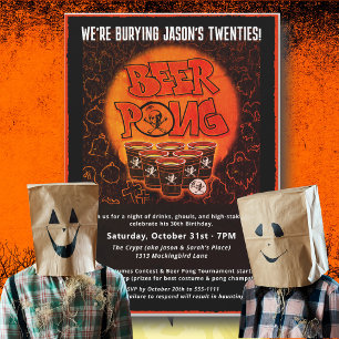 Convites Minha Festa de Halloween de Beer Pong e Fantasias: