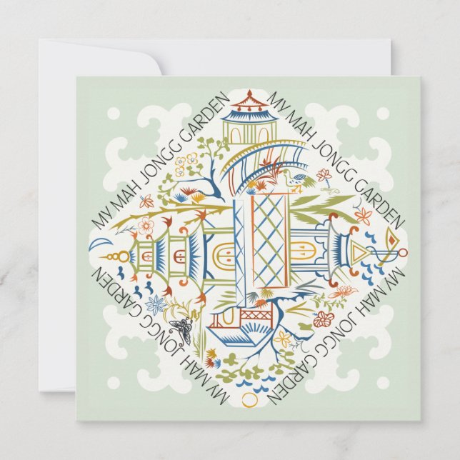 Convites Minha Placa Plana Mah Jongg Garden (Frente)