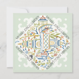 Convites Minha Placa Plana Mah Jongg Garden