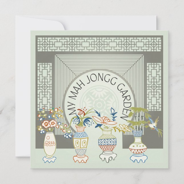 Convites Minha Placa Plana Mah Jongg Garden (Frente)