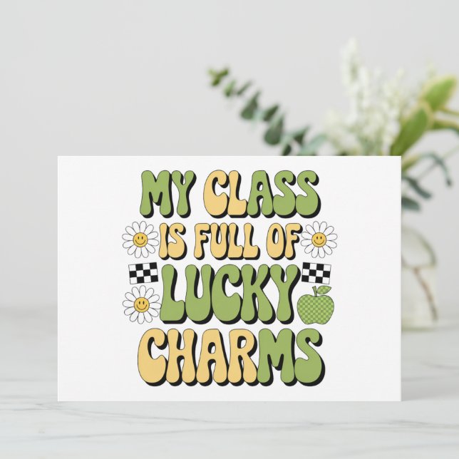 Convites Minha Turma Está Cheia De Professora De Trevos De  (Em pé/Frente)