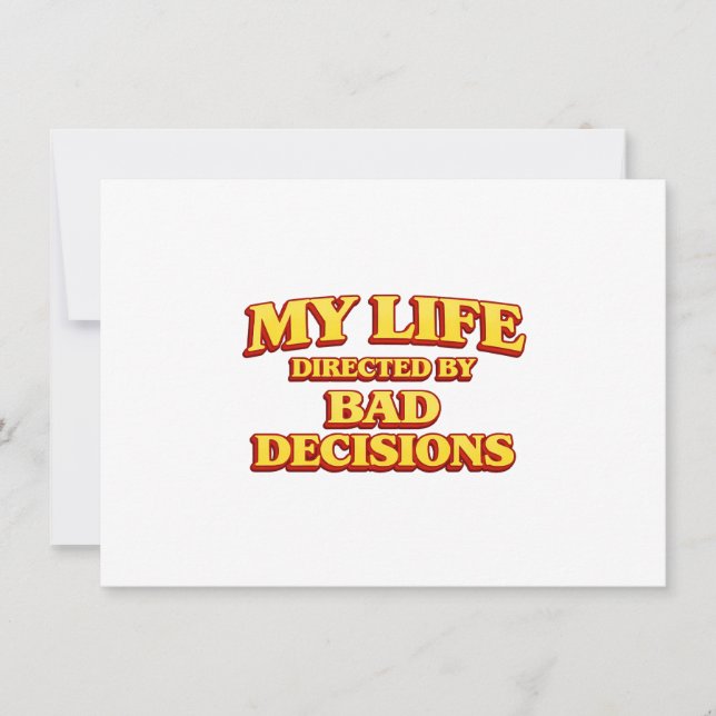 Convites Minha Vida Dirigida por Decisões Ruins Design de F (Frente)