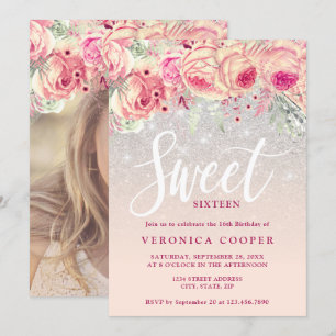 Convites Minhoca floral elegante doce de prata