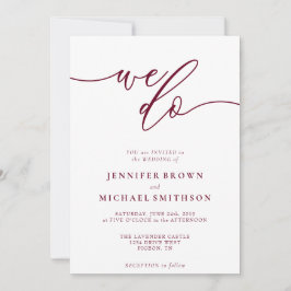 Convites Mínima Assinatura Burgundy Fazemos Casamento Typo