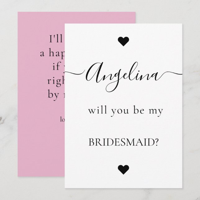 Convites Mínima Chic Você Será Minha Proposta Da Bridesmaid (Frente/Verso)