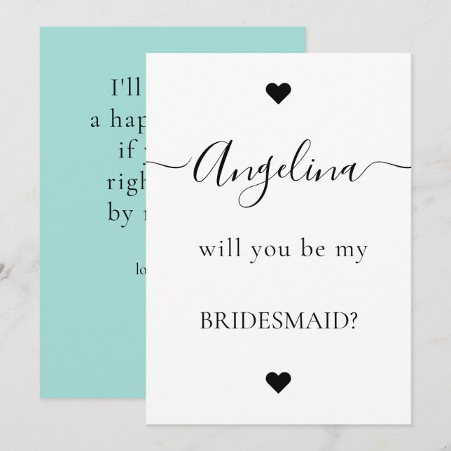 Convites Mínima Chic Você Será Minha Proposta Da Bridesmaid (Frente/Verso)