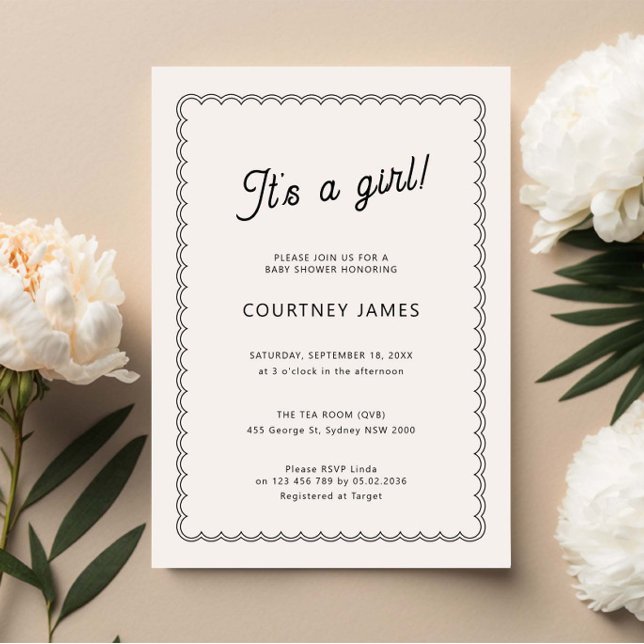 Convites Mínima escalpada é um chá de fraldas de menina (Criador carregado)