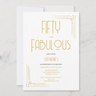 Convites Minimal 50 and Fabulous 50th Birthday Invitation