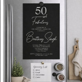 Convites Minimal 50 and Fabulous Black 50th Birthday Party