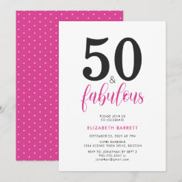 Convites Minimal 50 and Fabulous Pink 50th Birthday Party