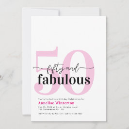Convites Minimal 50 and Fabulous Pink 50th Birthday Party